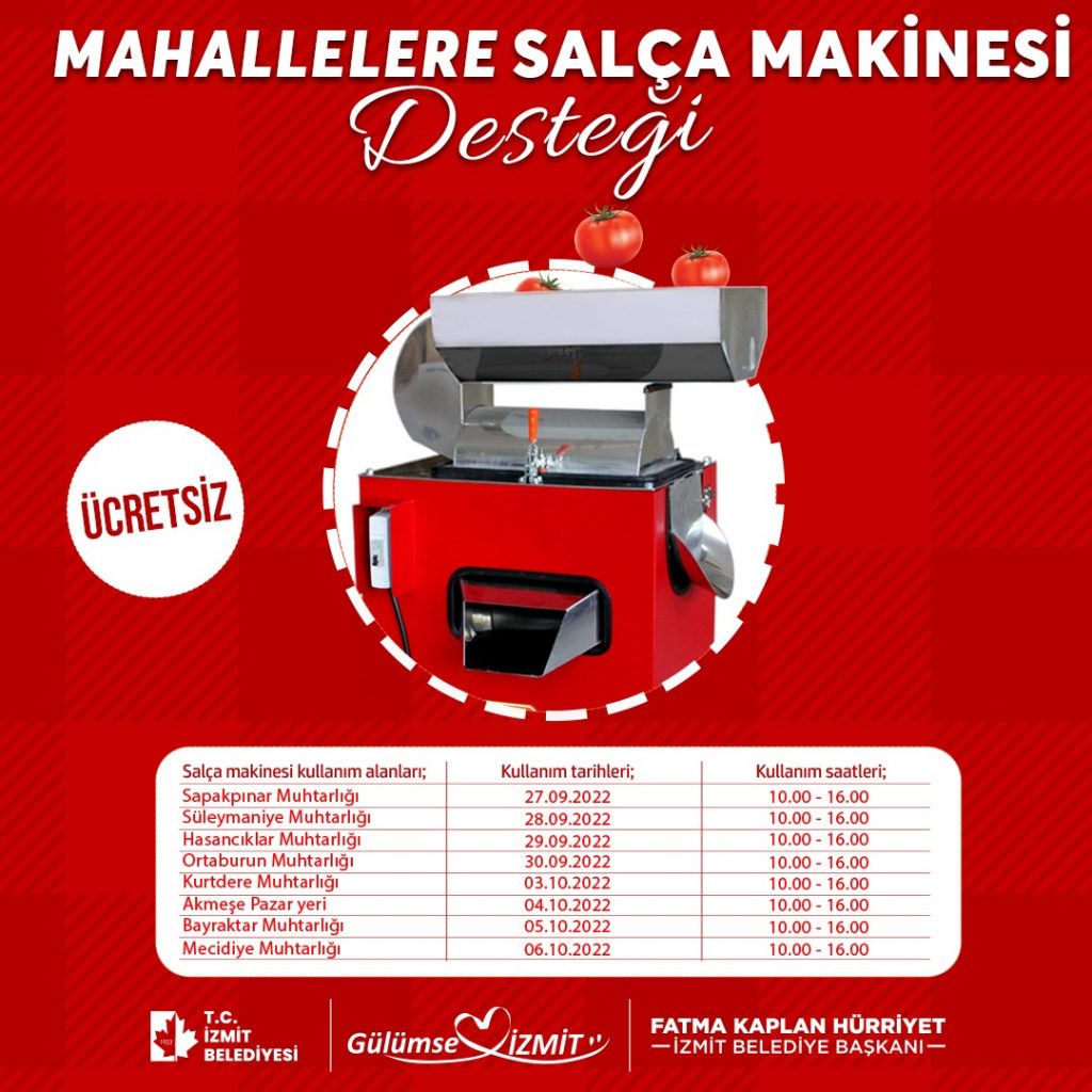 Izmit Belediyesinden vatandasa salca makinesi destegi 2