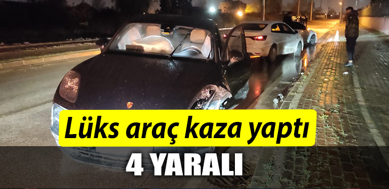 KOCAELI LUKS ARAC KAZA YAPTI 4 YARALI