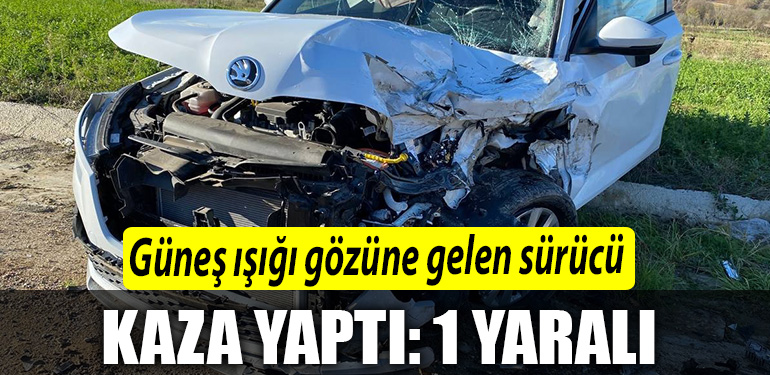 Gunes isigi gozune gelen surucu kaza yapti 1 yarali