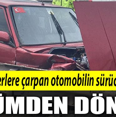 Kocaeli de bariyerlere carpan otomobilin surucusu olumden dondu