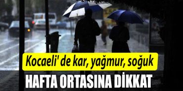 Kocaeli de kar yagmur soguk. Hafta ortasina kadar dikkat