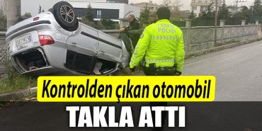 Kocaeli de kontrolden cikan otomobil takla atti