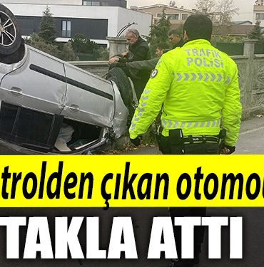Kocaeli de kontrolden cikan otomobil takla atti