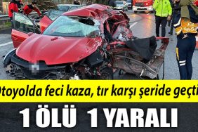 Kocaeli Sakarya sinirinda otoyolda feci kaza tir karsi seride gecti1 olu 1 yarali
