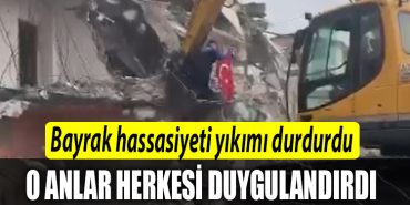 Kocaeli de Bayrak hassasiyeti yikimi durdurdu o anlar herkesi duygulandirdi