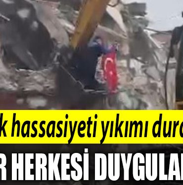 Kocaeli de Bayrak hassasiyeti yikimi durdurdu o anlar herkesi duygulandirdi
