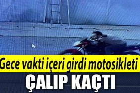 Kocaeli de Gece vakti iceri girdi Hem motosikleti hem kaski caldi