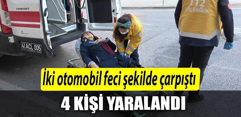 Kocaeli de Iki otomobil feci sekilde carpisti 4 yarali