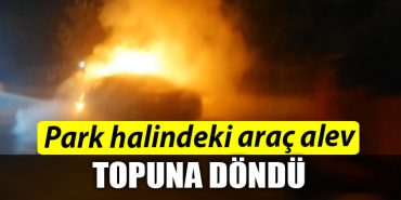 Kocaeli de Park halindeki arac alev topuna dondu