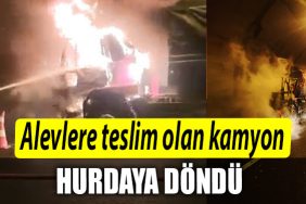 Kocaeli de alevlere teslim olan kamyon hurdaya dondu