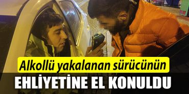 Kocaeli de alkollu yakalanan surucunun ehliyetine el konuldu