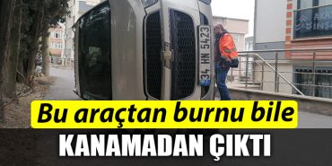 Kocaeli de bu aractan burnu kanamadan cikti