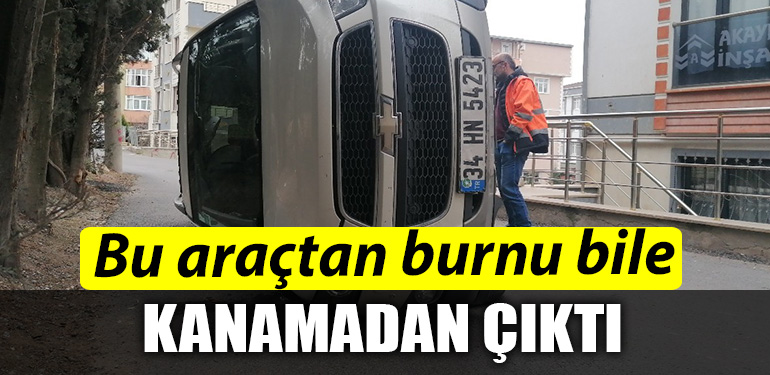 Kocaeli de bu aractan burnu kanamadan cikti