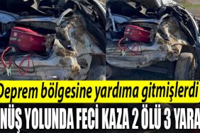 Deprem bolgesine yardima gitmislerdi donus yolunda Kocaeli de kaza yaptilar 2 olu 3 yarali