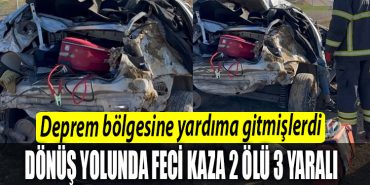 Deprem bolgesine yardima gitmislerdi donus yolunda Kocaeli de kaza yaptilar 2 olu 3 yarali