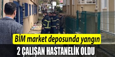 Kocaeli de BIM market deposunda yangin 2 calisan hastanelik oldu