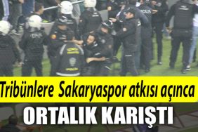 Sahaya atlayip Kocaelispor tribunune Sakaryaspor atkisi acinca ortalik karisti