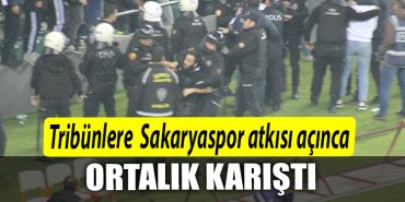 Sahaya atlayip Kocaelispor tribunune Sakaryaspor atkisi acinca ortalik karisti