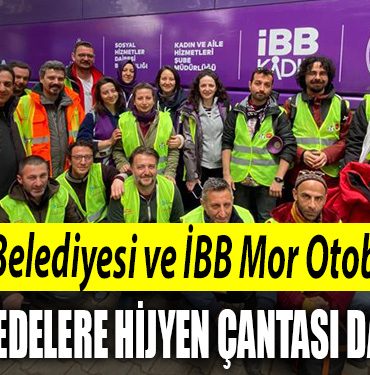 Izmit Belediyesi ve IBB Mor Otobus ile depremzedelere hijyen cantasi dagitiyor