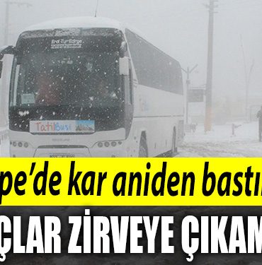 Kartepede kar aniden bastirinca araclar zirveye cikamadi