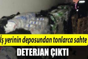Kocaeli de Is yerinin deposundan tonlarca sahte deterjan cikti