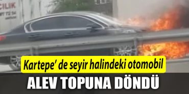 Kocaeli de Seyir halindeki otomobil alev topuna dondu
