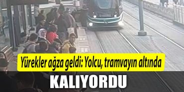 Kocaeli de yurekler agza geldi Yolcu tramvayin altinda kalmaktan son anda boyle kurtuldu