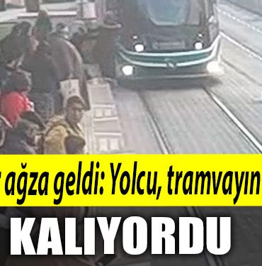 Kocaeli de yurekler agza geldi Yolcu tramvayin altinda kalmaktan son anda boyle kurtuldu