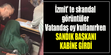 İzmit' te skandal görüntüler. Vatandaş oy kullanırken sandık başkanı kabine girdi