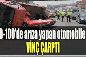 Kocaeli' de D 100'de arıza yapan otomobile vinç çarptı