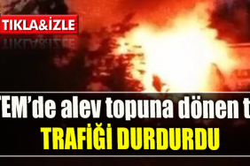 Kocaeli TEM’de alev topuna dönen tır trafiği durdurdu