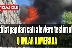 Kocaeli' de Tadilat yapılan çatı alevlere teslim oldu O anlar kamerada