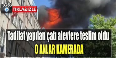 Kocaeli' de Tadilat yapılan çatı alevlere teslim oldu O anlar kamerada