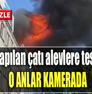 Kocaeli' de Tadilat yapılan çatı alevlere teslim oldu O anlar kamerada