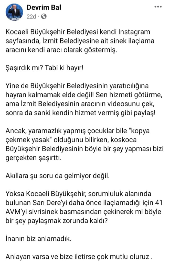 Devrim Balın paylaşımı