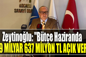 Kocaeli Sanayi Odası Başkanı Ayhan Zeytinoğlu Bütçe Haziranda 219 milyar 637 milyon TL açık verdi