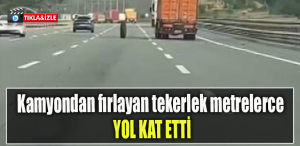 Kocaeli' de Kamyondan fırlayan tekerlek metrelerce yol kat etti