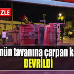 Kocaeli' de Buldozer yüklü kamyonun devrilme anı kamerada