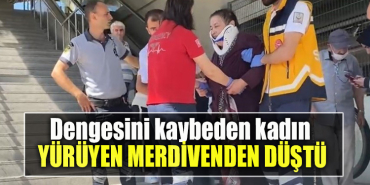 Kocaeli' de Dengesini kaybeden kadın yürüyen merdivenden düştü