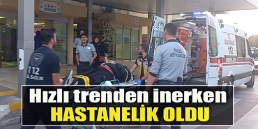 Kocaeli' de Hızlı trenden inerken hastanelik oldu