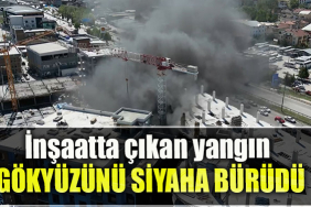 Kocaeli' de İnşaatta çıkan yangın gökyüzünü siyaha bürüdü