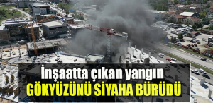 Kocaeli' de İnşaatta çıkan yangın gökyüzünü siyaha bürüdü