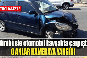 Kocaeli' de Minibüsle otomobil kavşakta çarpıştı O anlar kameraya yansıdı