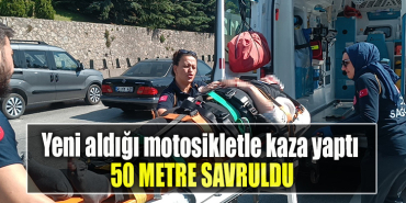 Kocaeli' de Yeni aldığı motosikletle kaza yaptı 50 metre savruldu