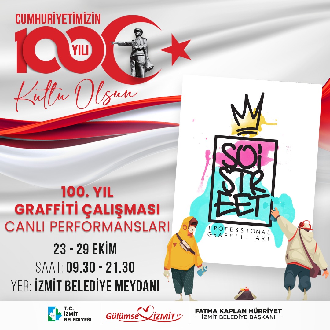 İzmit Belediyesinden 100.Yıla özel graffiti çalışması