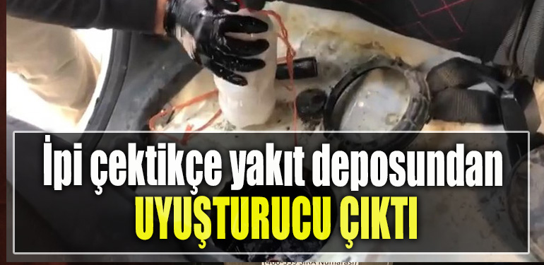 İpi çektikçe yakıt deposundan uyuşturucu çıktı