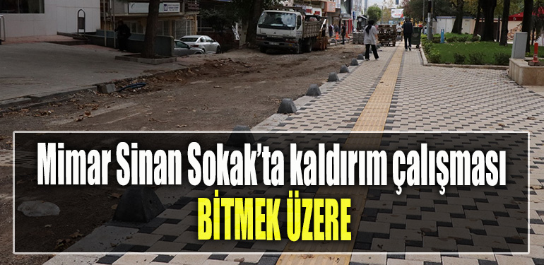 İzmit Mimar Sinan Sokak’ta kaldırım çalışması bitmek üzere