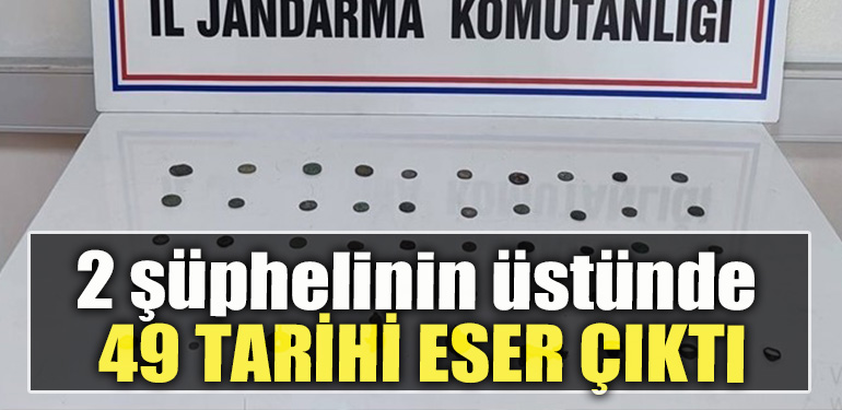 Kocaeli' de 2 şüphelinin üstünde 49 tarihi eser çıktı