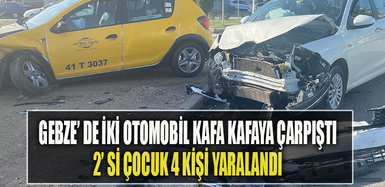 Kocaeli' de Otomobille ticari taksi çarpıştı 2'si çocuk 4 yaralı