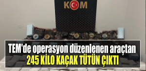 Kocaeli' de TEM'de operasyon düzenlenen araçtan 245 kilo kaçak tütün çıktı